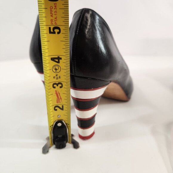 Ramon Tenza Galia Open Toe Black Heels Women 7M Striped Spain with Box Shoe Bag - Picture 12 of 13